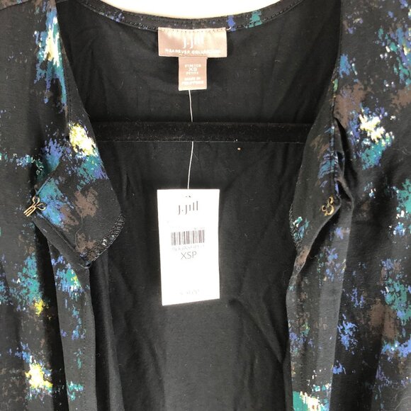 J.Jill Wearever Collection Stretch Cardigan Jacket Black Blue 3/4 Sleeve XSP - Picture 2 of 5